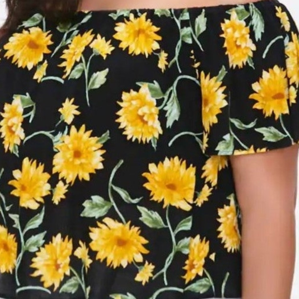 Forever 21 Yellow and Brown Ruffled Blouse
